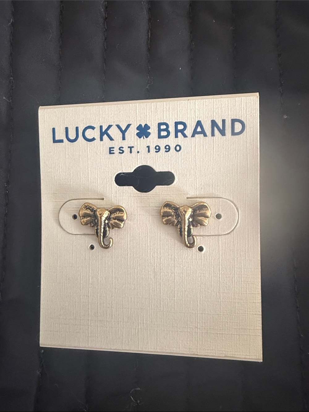 Lucky Brand Gold Elephant Stud Earrings - Small Elephant Motif